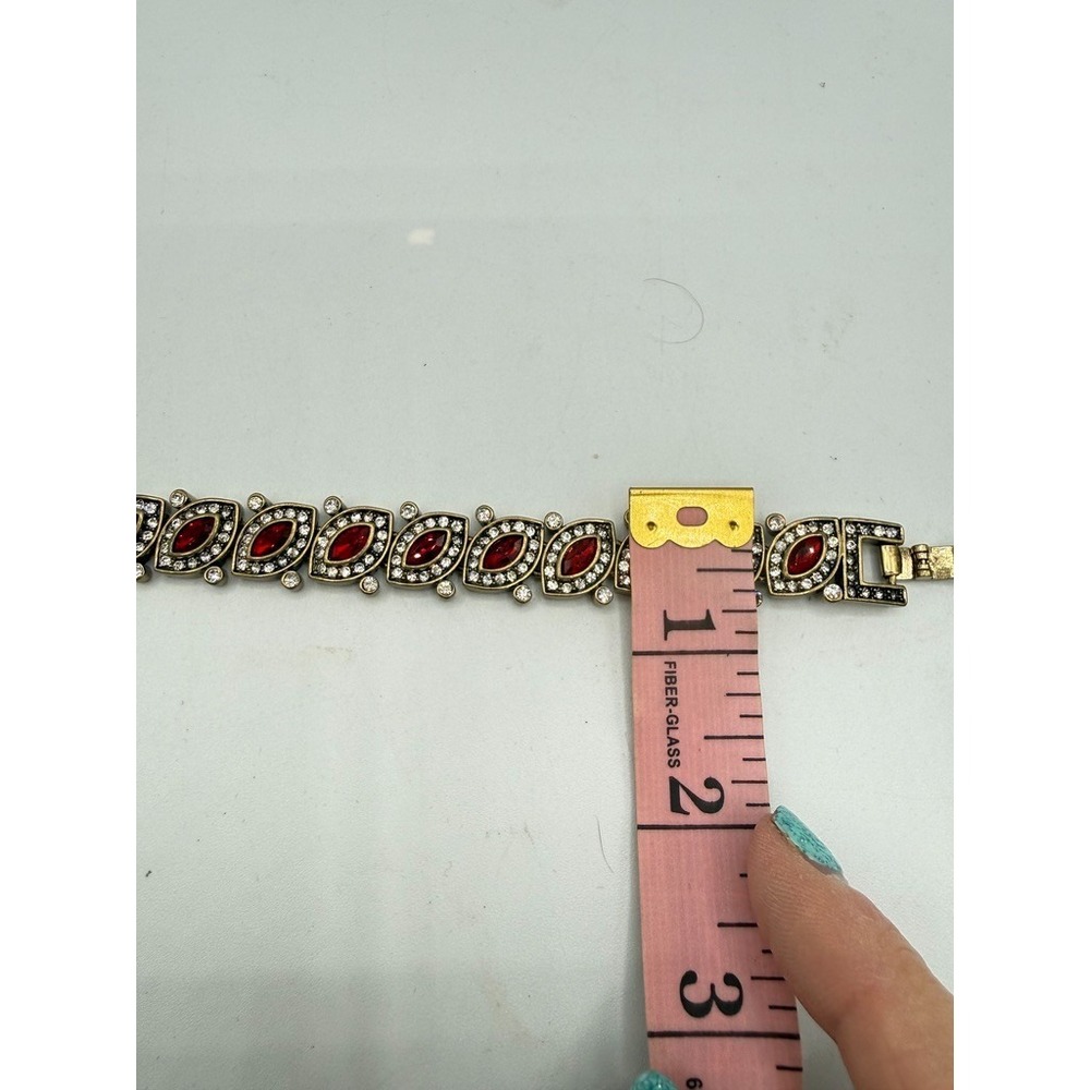 NEW $180 HEIDI DAUS Worth Waiting For Dazzling Crystal Tennis Bracelet RUBY RED - Picture 8 of 11